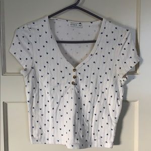 White blue floral top